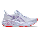 Men's ASICS Novablast 5 Tokyo neutral daily trainers in blue fade and Edo purple with breathable mesh uppers.