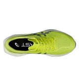 Mens ASICS Sonicblast tempo trainers in citron and tranquil teal with breathable mesh uppers and cushioned soles.