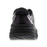 Men's Hoka Bondi SR shoes in black, D-width, with cushioned heel and supportive design for running and walking.