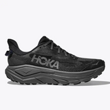Black Hoka Challenger 8 wide women's running shoes with supportive outer sole and breathable mesh upper.