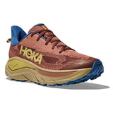 Men's Hoka Challenger 8 Wide running shoes in maple and cardamom colors, showing the side view with breathable mesh and cushioned sole.