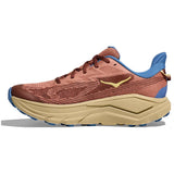 Men's Hoka Challenger 8 Wide running shoes in maple and cardamom color, showing the left side view.