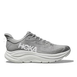 Men's Hoka Clifton 10 running shoes in Stellar Grey with extra-wide (4E) fit, featuring cushioned design and supportive sole.