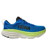Men's Hoka Bondi 8 running shoes in D-width with cushioned design, shown in a natural profile view.
