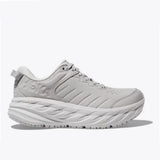 Men's Hoka Bondi SR shoes in D-width with cushioned design, featuring a black and gray upper for running comfort and support.