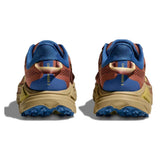 Men's Hoka Challenger 8 shoes in D-width, shown from the back with a maple and cardamom color scheme, highlighting the heel and sole.