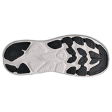 Men's Hoka Clifton 11 running shoes in Frost Black with extra-wide (4E) fit, showing the side view and durable sole.