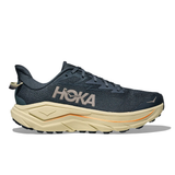 Men's Hoka Challenger 8 shoes in faded navy with pampas grass pattern, designed for comfort and athletic performance.