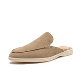 Men’s backless loafer mules by Zexov, featuring a sleek backless design and refined summer style, shown in a close-up image.