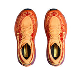Women's Hoka Speedgoat 6 Wide trail running shoes in Sherbert and Beetroot with supportive D-width design.