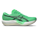 Unisex ASICS Magic Speed 5 tempo trainers in vital green and carrier grey with a sleek athletic design.