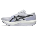 Unisex ASICS Magic Speed 5 tempo trainers in white and black, featuring lightweight mesh and responsive cushioning for running.