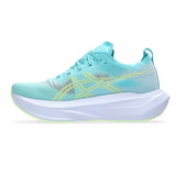 Unisex ASICS Megablast tempo trainers in energy aqua blue fade with lightweight design and breathable mesh upper.