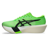 Unisex ASICS Metaspeed Edge Tokyo road racing shoes in green and black, lightweight design for speed and performance