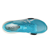 Unisex ASICS Metaspeed Edge Tokyo road racing shoes in white with aqua accents, designed for speed and performance.