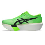 Unisex ASICS Metaspeed Sky Tokyo road racing shoes in green Gecko and black, designed for speed and lightweight performance.
