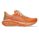 Unisex ASICS Novablast 5 Tokyo neutral daily trainers in Sun Peach and White with breathable mesh upper.