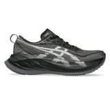 Unisex ASICS Superblast 2 tempo trainers in black and white with sleek design and supportive athletic features.