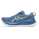 Unisex ASICS Superblast 2 winter sea white tempo trainers with sleek design and supportive sole, ideal for running and athletic activities.