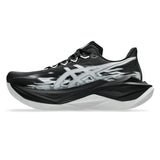 Unisex ASICS Superblast 3 neutral daily trainers in black with sleek design and supportive cushioning.