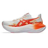 Unisex ASICS Superblast 3 neutral daily trainers in white and orange glow with breathable mesh uppers and cushioned soles.