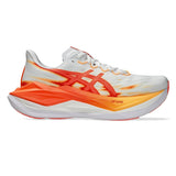 Unisex ASICS Superblast 3 neutral daily trainers in white and orange glow with cushioned design and breathable upper.
