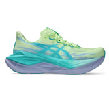 Unisex ASICS Superblast 3 neutral daily trainers with yellow and aqua color accents, designed for comfortable running.