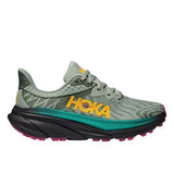 Women's Hoka Challenger ATR 7 trail running shoes in black, featuring supportive design and B-width fit.