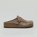 Women’s unisex suede-look clogs with adjustable buckle strap from Zexov, featuring a comfortable slip-on design and stylish appearance.