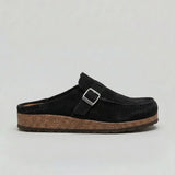Women’s unisex suede-look clogs with adjustable buckle strap by Zexov, featuring a stylish and comfortable slip-on design.