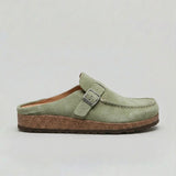 Women's unisex suede look clogs with adjustable buckle strap, stylish and comfortable footwear by Zexov.