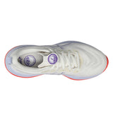 Women's ASICS GEL-Cumulus 27 Tokyo neutral daily trainers in cream and Edo purple with breathable mesh upper.