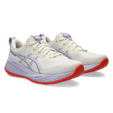 Women's ASICS GEL-Cumulus 27 Tokyo neutral daily trainers in cream and Edo purple, with cushioned running shoe design.