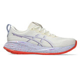 Women's ASICS GEL-Cumulus 27 Tokyo neutral daily trainers in cream and Edo purple with cushioned design.