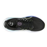 Women's ASICS GEL-Kayano 30 stability trainers in black with glow yellow accents, featuring a supportive running shoe design.