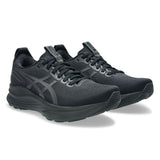 Women’s ASICS GEL-Kayano 32 stability trainers in black and graphite grey, with supportive cushioning and athletic design.