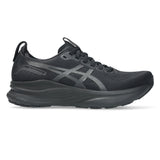 Women’s ASICS GEL-Kayano 32 stability trainers in black and graphite grey, featuring supportive design and cushioned sole.