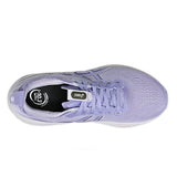 Women's ASICS GEL-Kayano 32 stability trainers in bluebell and silver with breathable mesh and supportive design.