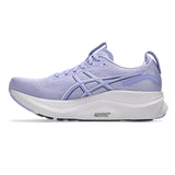 Womens ASICS GEL-Kayano 32 stability trainers in bluebell and silver with supportive design and cushioned soles.