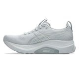Women’s ASICS GEL-Kayano 32 stability trainers in Piedmont Grey and Gravel with supportive design and cushioned soles.