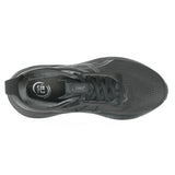 Women's ASICS GEL-Kayano 33 stability trainers in black, showing the athletic running shoes with supportive design and branding.