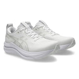 Womens ASICS GEL-Kayano 33 stability trainers in white, featuring supportive design and cushioned sole for running comfort.