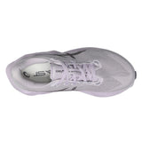 Womens ASICS Novablast 6 neutral daily trainers in Dahlia Lavender and Grey with breathable mesh upper and cushioned sole.