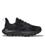 Women's Hoka Anacapa 2 Low GTX shoes in black, featuring low-profile design and B-width for comfortable outdoor wear.
