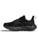 Women's Hoka Anacapa 2 Low GTX shoes in black featuring a low-cut design and waterproof Gore-Tex material.