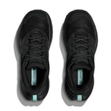 Women's Hoka Anacapa 2 Low GTX shoes in black, featuring a sleek low-profile design with waterproof Gore-Tex material.