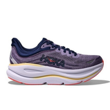 Women’s Hoka Bondi 9 Wide running shoes in berry jam color, featuring a supportive design and wide D-width fit.