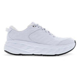 Women's Hoka Bondi SR running shoes in white, featuring a sleek design and cushioned sole for comfort and support.