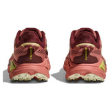 Women's Hoka Challenger 8 wide running shoes in blush and dark cedar with a double back heel.