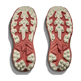 Women's Hoka Challenger 8 Wide running shoes in blush and dark cedar with a double sole, designed for comfort and support.